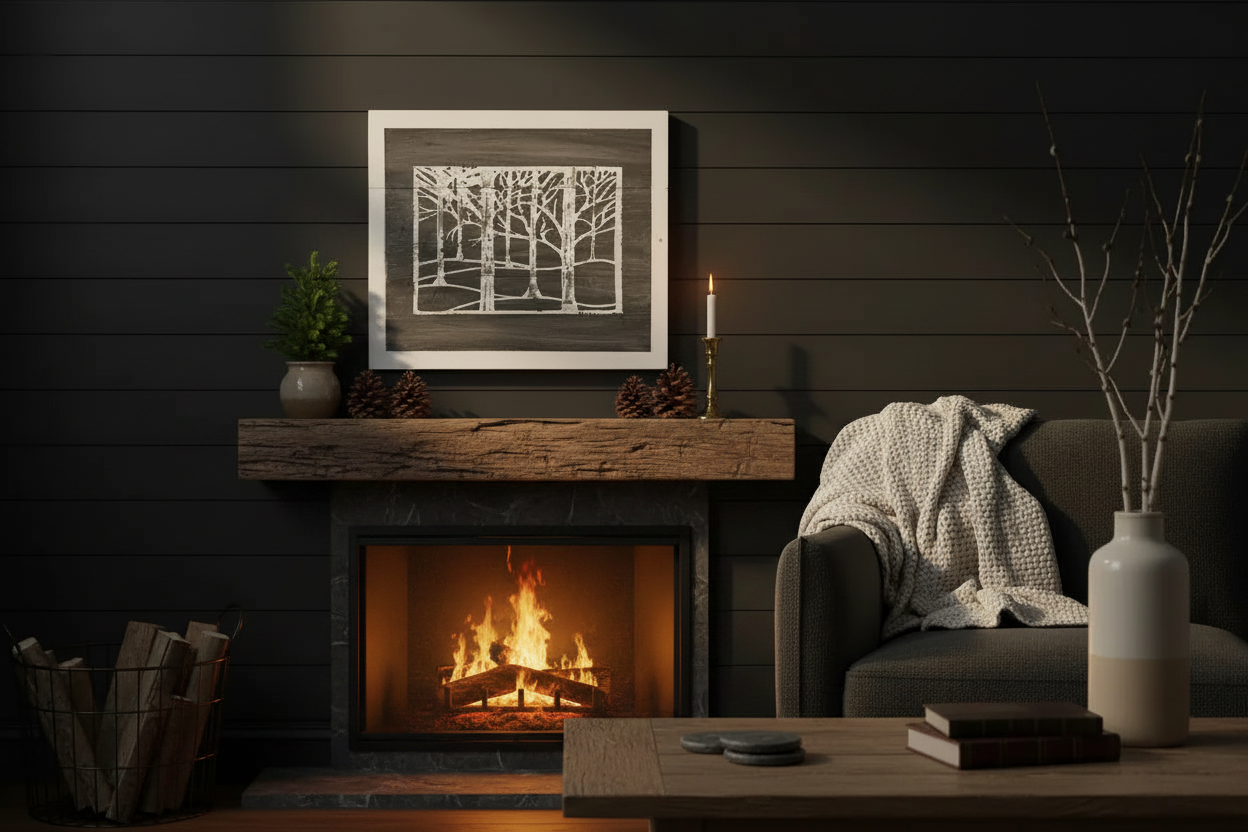 Birch Forest - Cabin Fireplace
