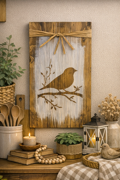 Songbird Rustic Wood Plank Sign