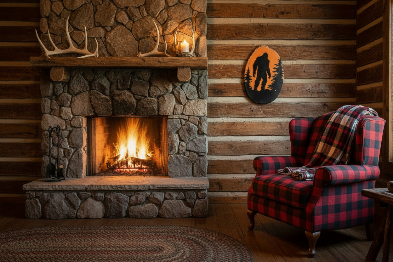 Bigfoot Live-Edge Wood Slice Art — Rustic Cabin Straightened