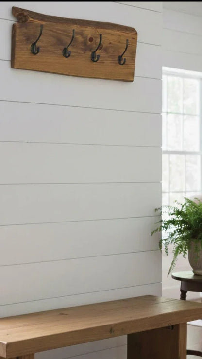 Wooden wall hung coat hook