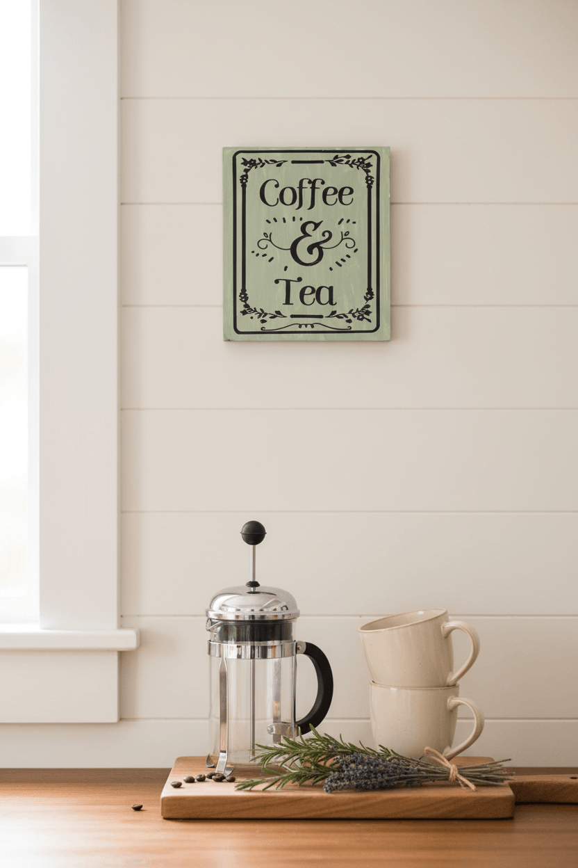 Coffee & Tea Sign in Kitchen Setting