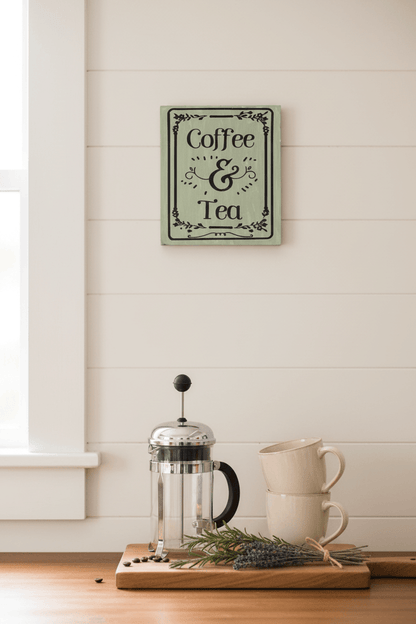 Coffee & Tea Sign in Kitchen Setting