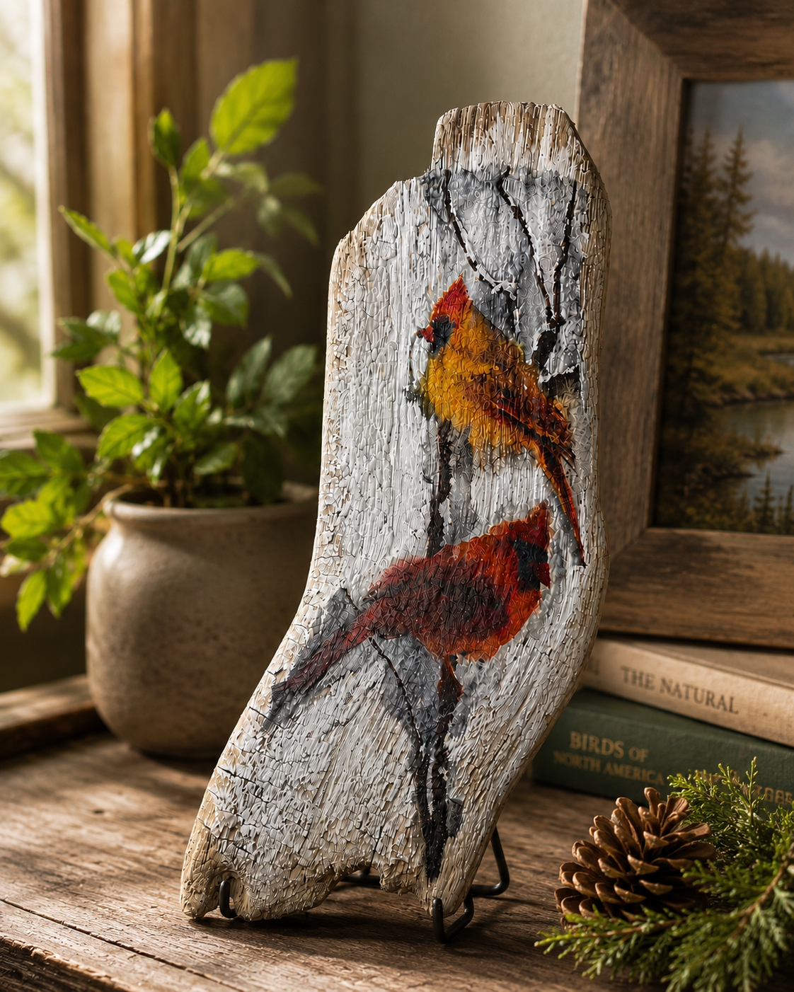 Cardinals on Driftwood — Wall Art-SOLD✅