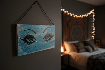 Glow Eyes Sign - Bedroom Setting
