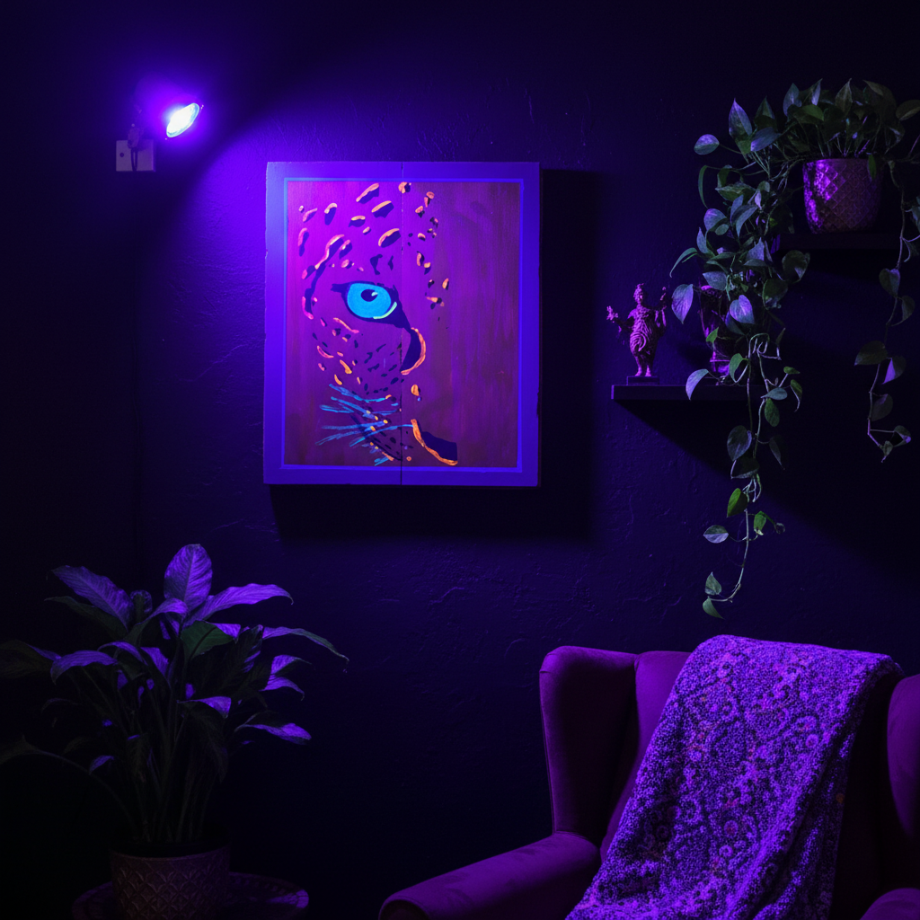 Glow Leopard Sign - UV Setting