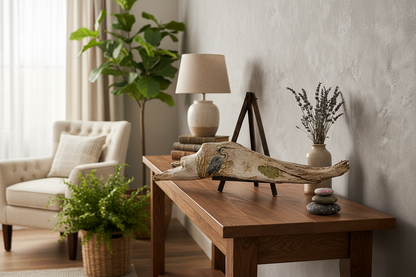 Great Blue Heron Driftwood Art – Lifestyle Setting