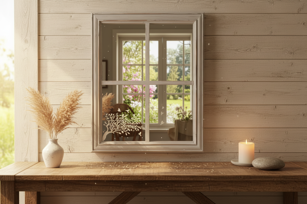 Grey Window Mirror - Entryway