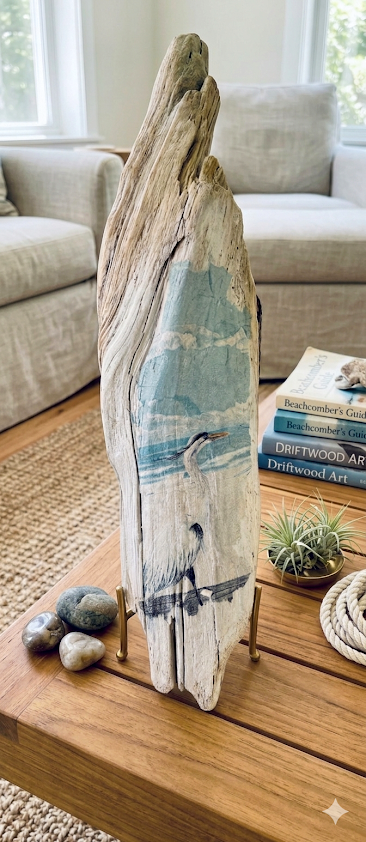 Shoreline Sentinel — Driftwood Wall Art