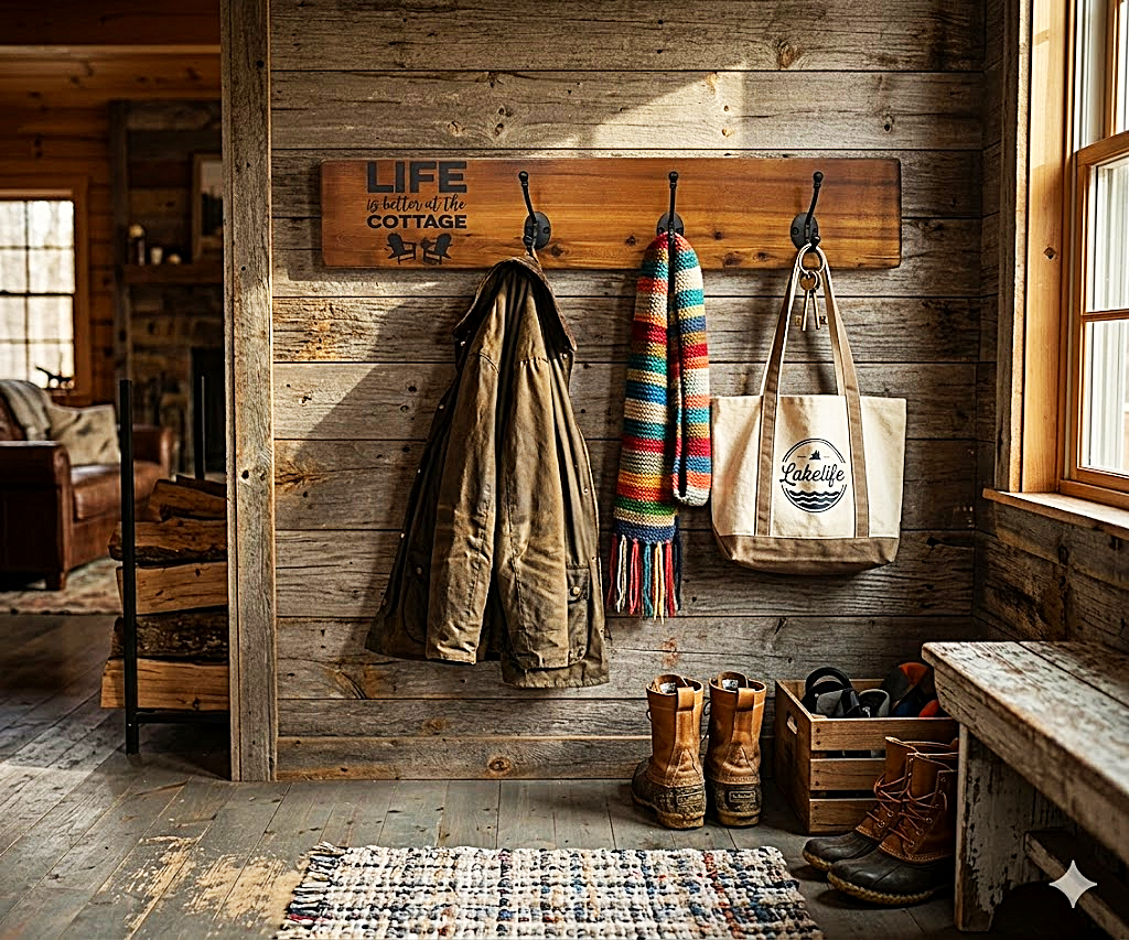Life is Better at the Cottage — Reclaimed Cedar Coat Hook Sign