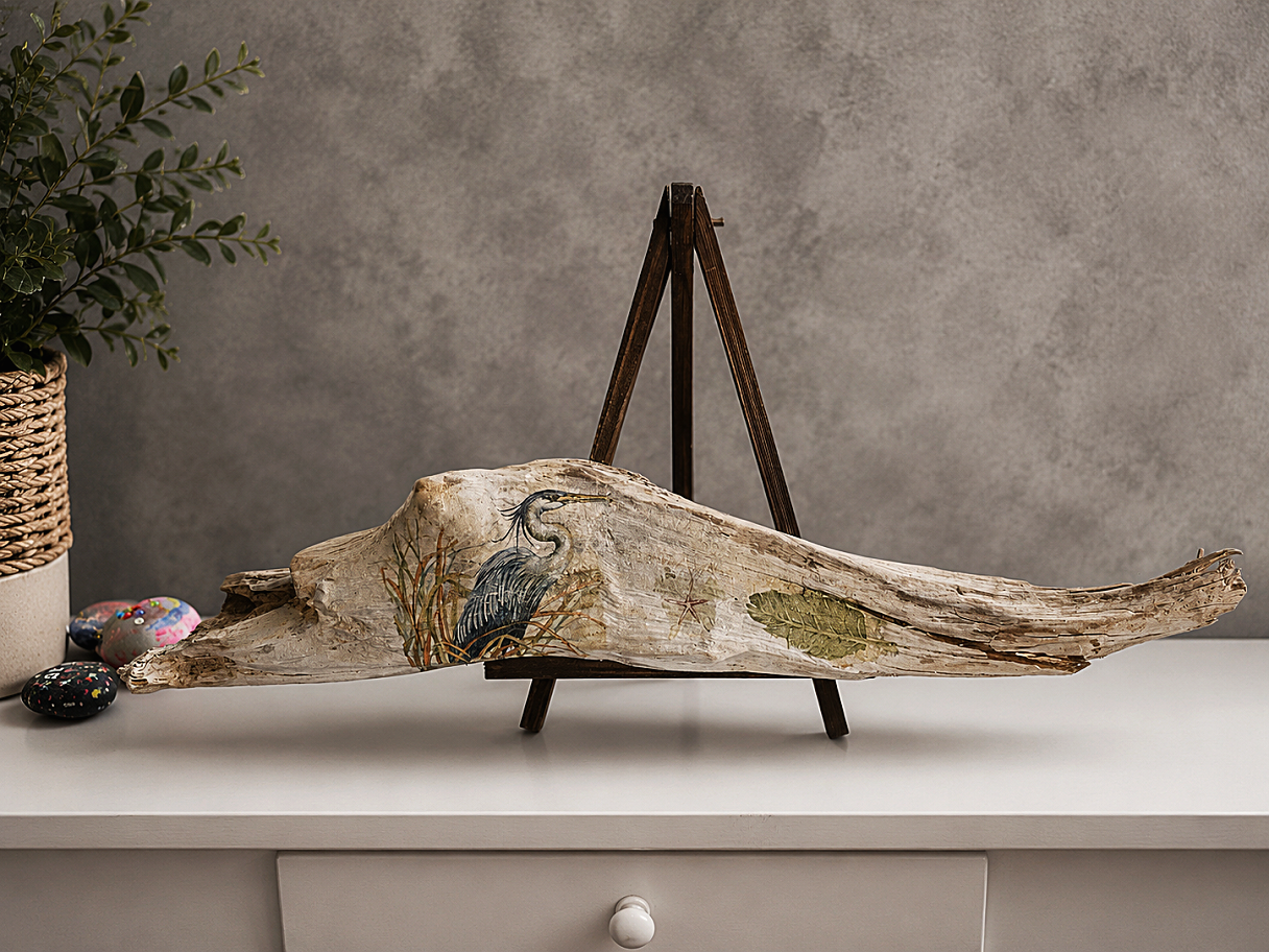 Great Blue Heron Driftwood Art