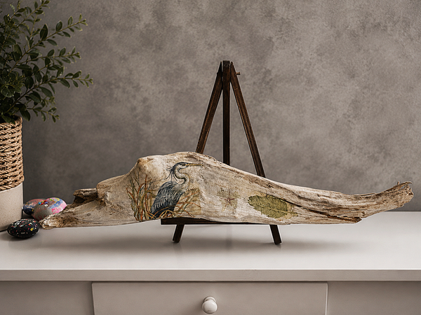 Great Blue Heron Driftwood Art