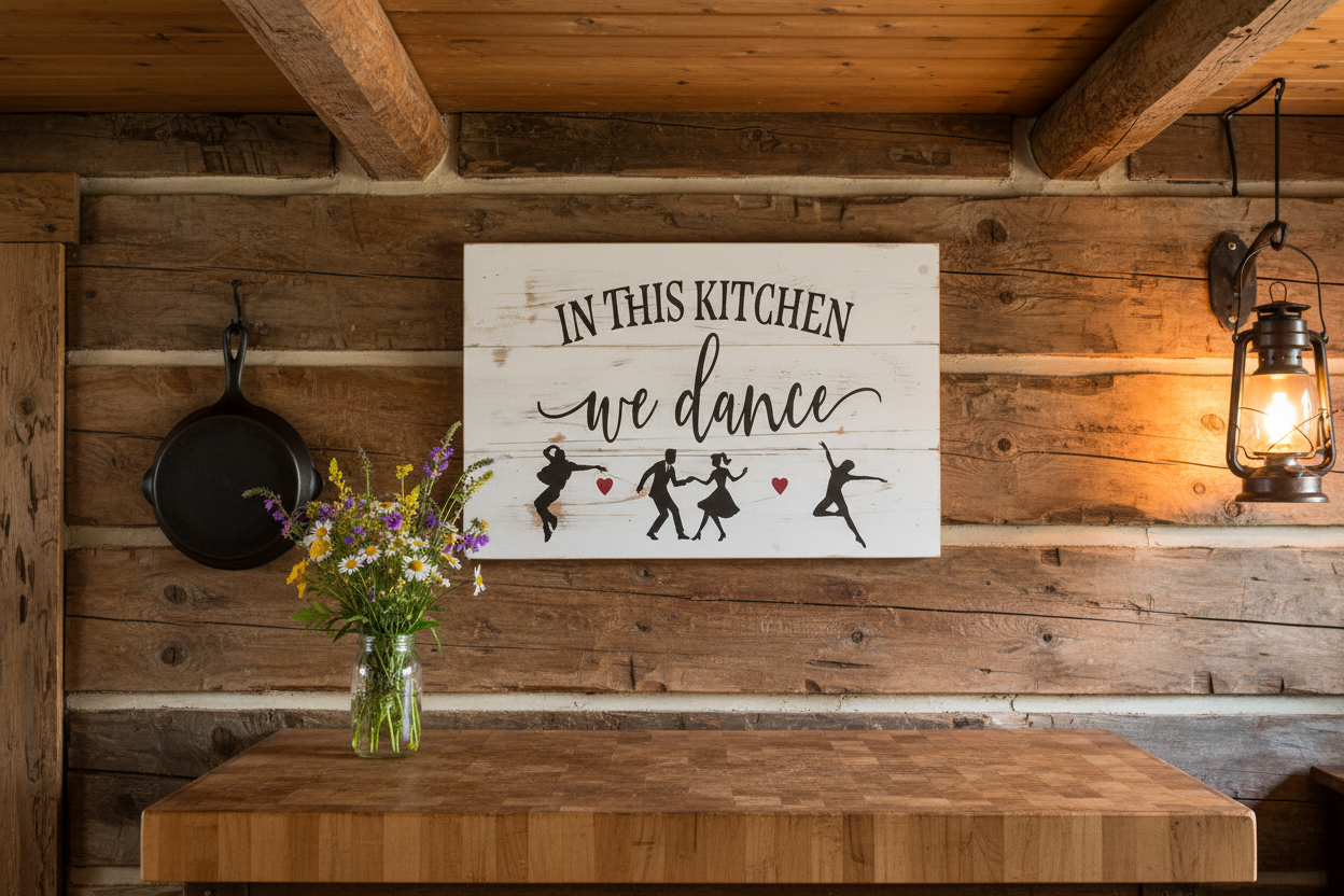 In This Kitchen We Dance - Rustic Cabin Kitchen