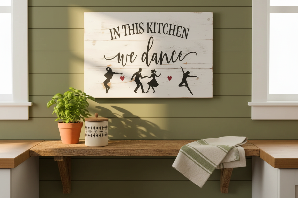 In This Kitchen We Dance - Sage Kitchen Setting