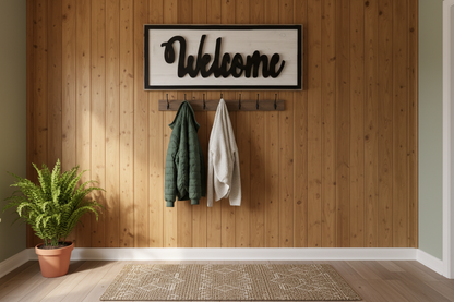 Rustic Welcome Sign - Cottage Mudroom
