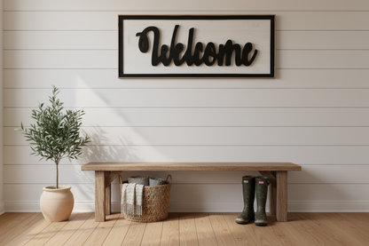 Rustic Welcome Sign - Shiplap Entryway