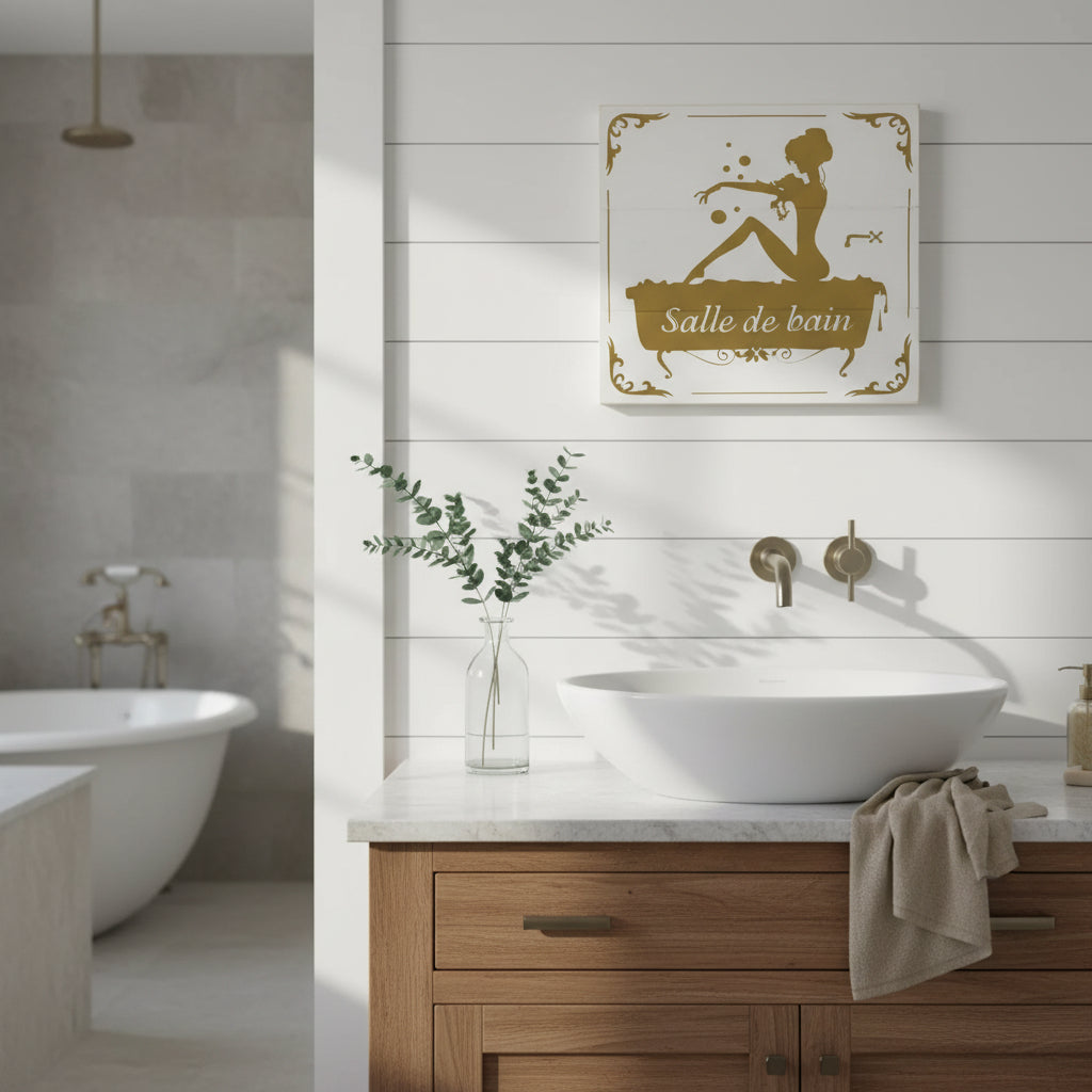 Salle de Bain Rustic Wood Sign