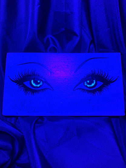 Glow in the Dark Eyes Sign | Handpainted Reclaimed Wood Wall Art