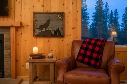 Wolf art - smaller in cozy room scene